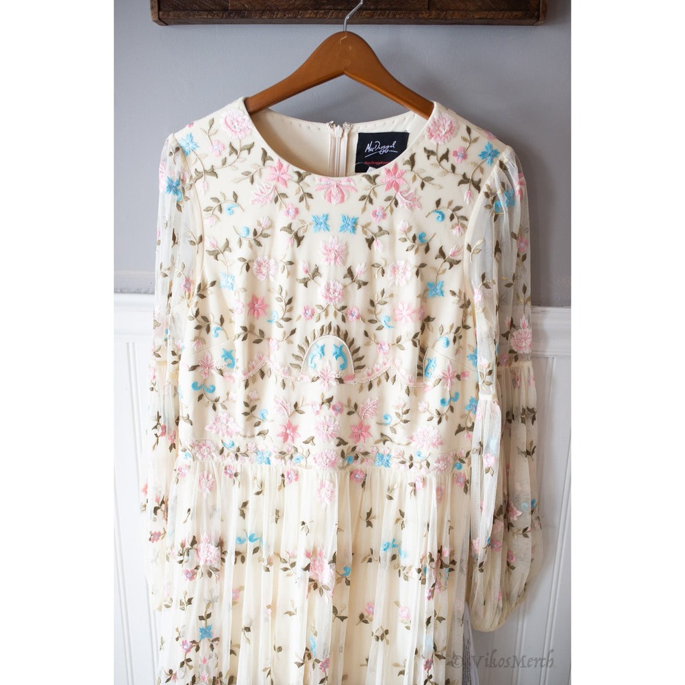 Mac Duggal EMBROIDERED BLOUSON SLEEVE GOWN Dress 10 NEW - Picture 4 of 10
